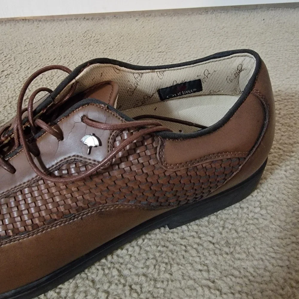 Vintage Arnold Palmer Umbrella Outlast LSC Brown Woven Golf Shoes Size 11.5